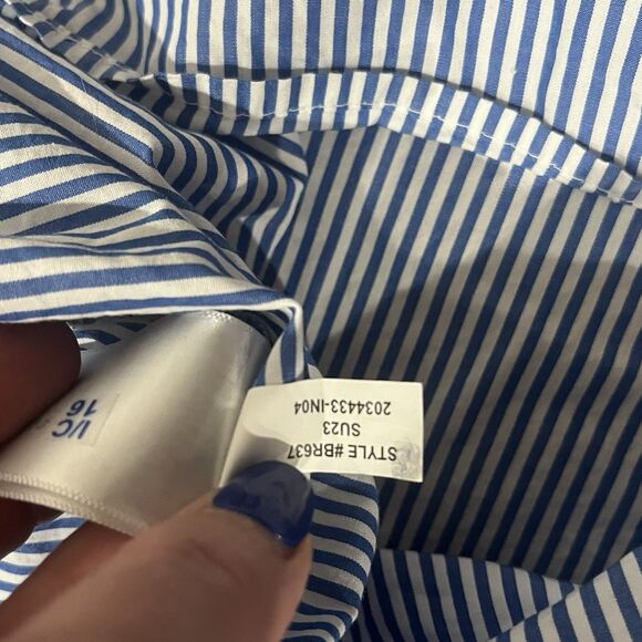 J Crew Puff Sleeve Top Lot Of 2 Women’s 2X Blue Striped Floral Blouses Beach - Picture 4 of 7